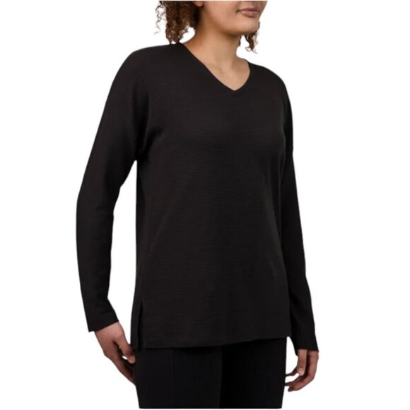 NEW Ellen Tracy Ottoman Ribbed Top | Black - Picture 4 of 6
